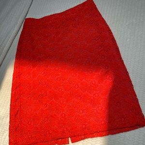 Red lace pencil skirt